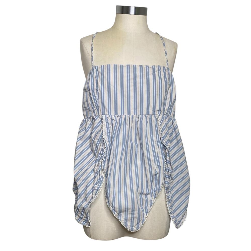 Ganni Women's Striped Tulip Hem Sleeveless Asymmetric Top 42